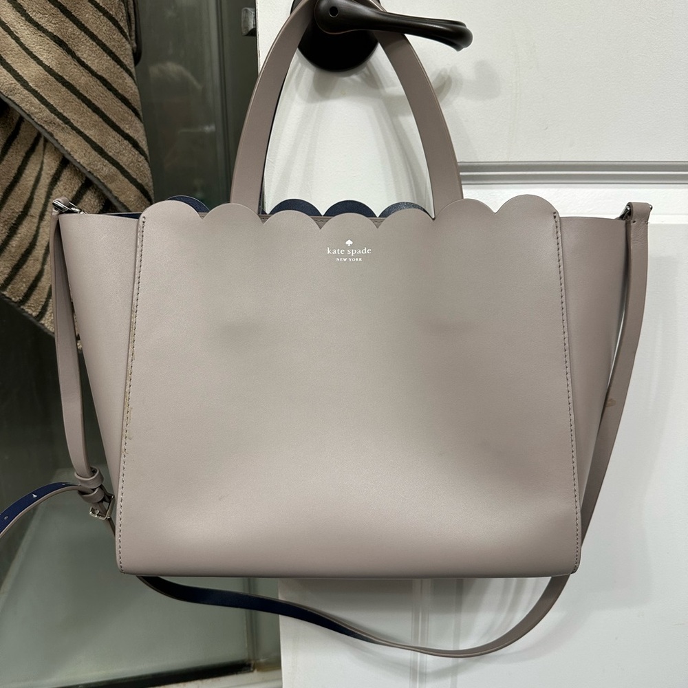 Kate Spade Gray Scalloped Tote Bag